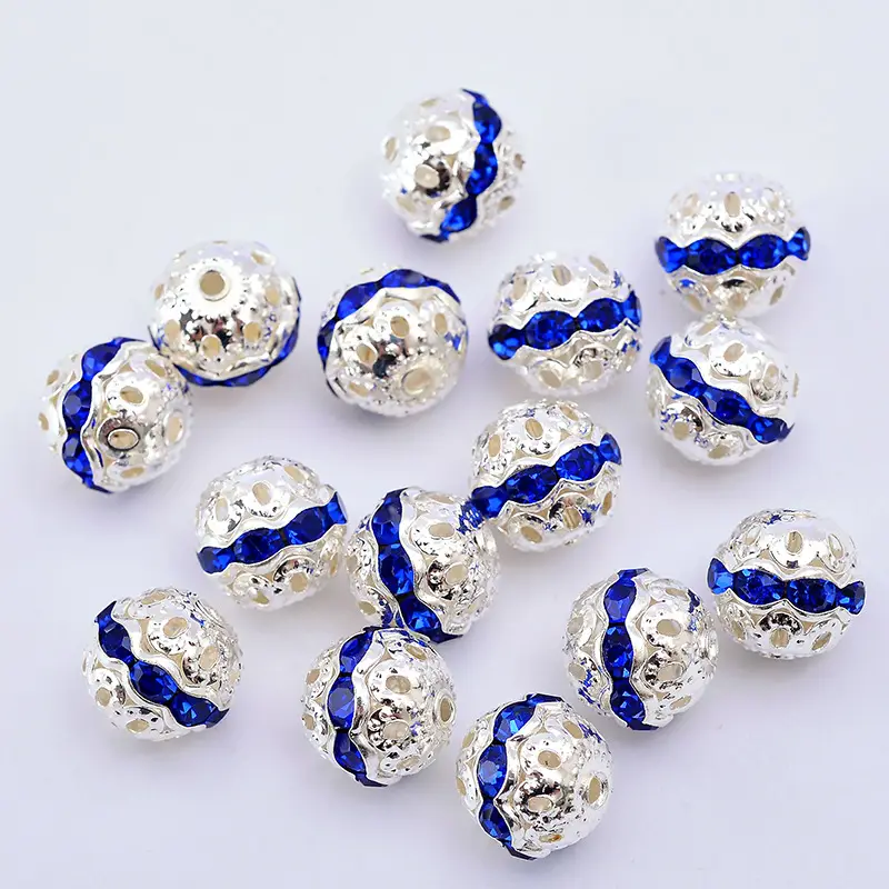 20 Gold Plated Diamond Rhinestone Ball Beads