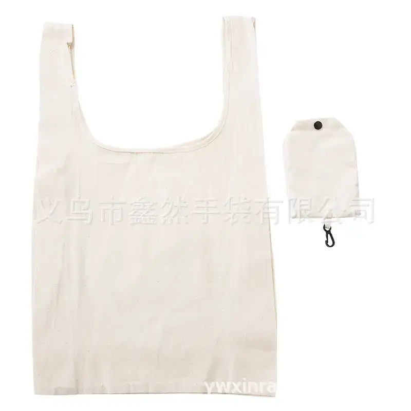 Foldable Cotton Tote Bag Large Capacity Grey - Image 11