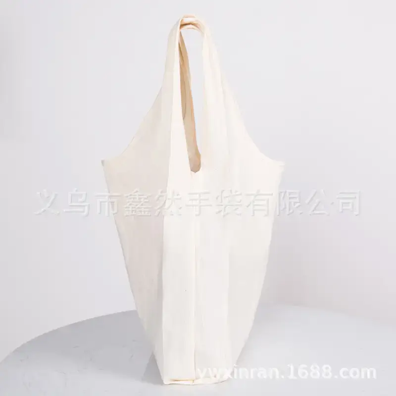 Foldable Cotton Tote Bag Large Capacity Grey - Image 2