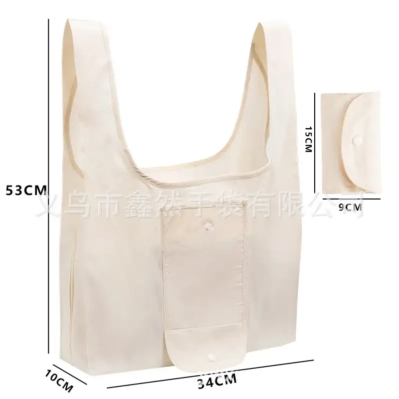 Foldable Cotton Tote Bag Large Capacity Grey - Image 7