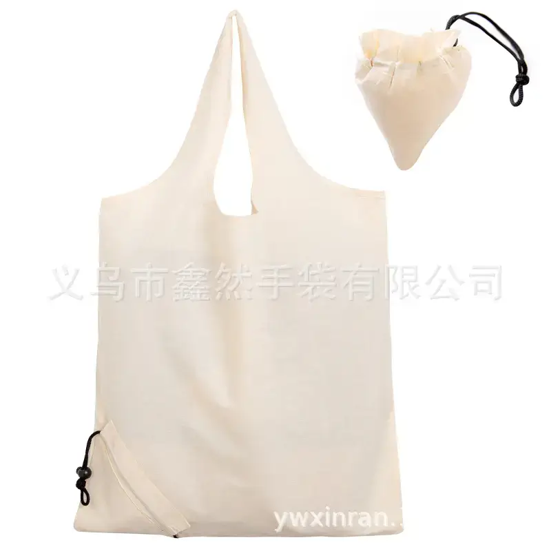 Foldable Cotton Tote Bag Large Capacity Grey - Image 8