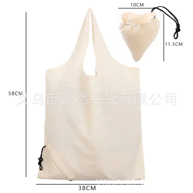 Foldable Cotton Tote Bag Large Capacity Grey - Image 9