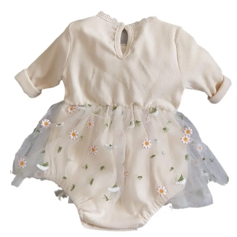 Baby Princess Knitted Mesh Skirt Suit Cream - Image 5