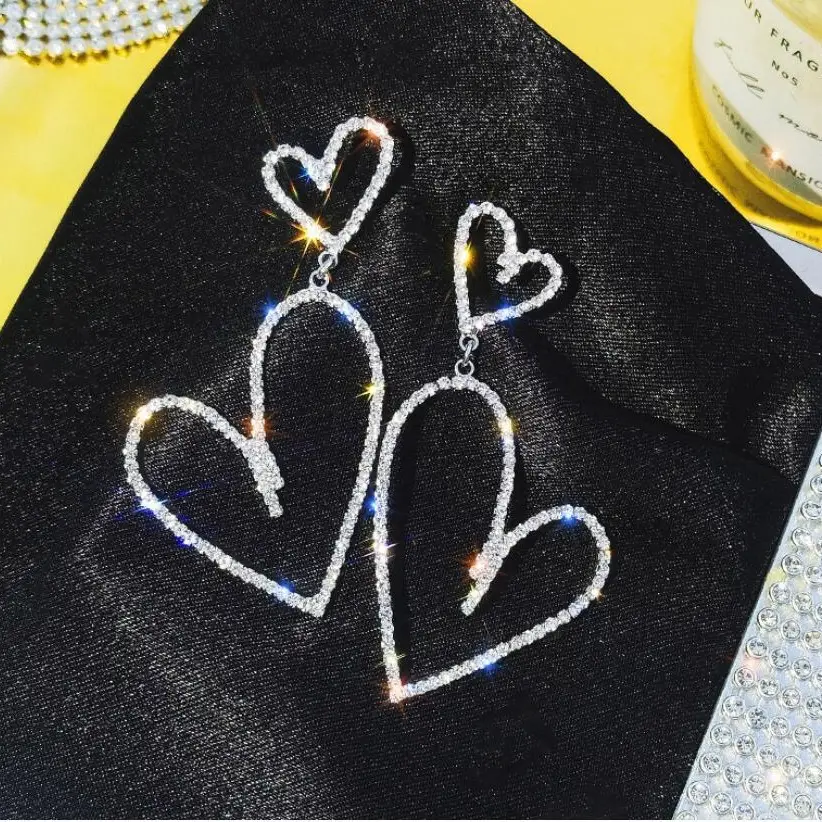 925 Silver Heart Earrings for Women Full Diamond Elegant Design - Image 4
