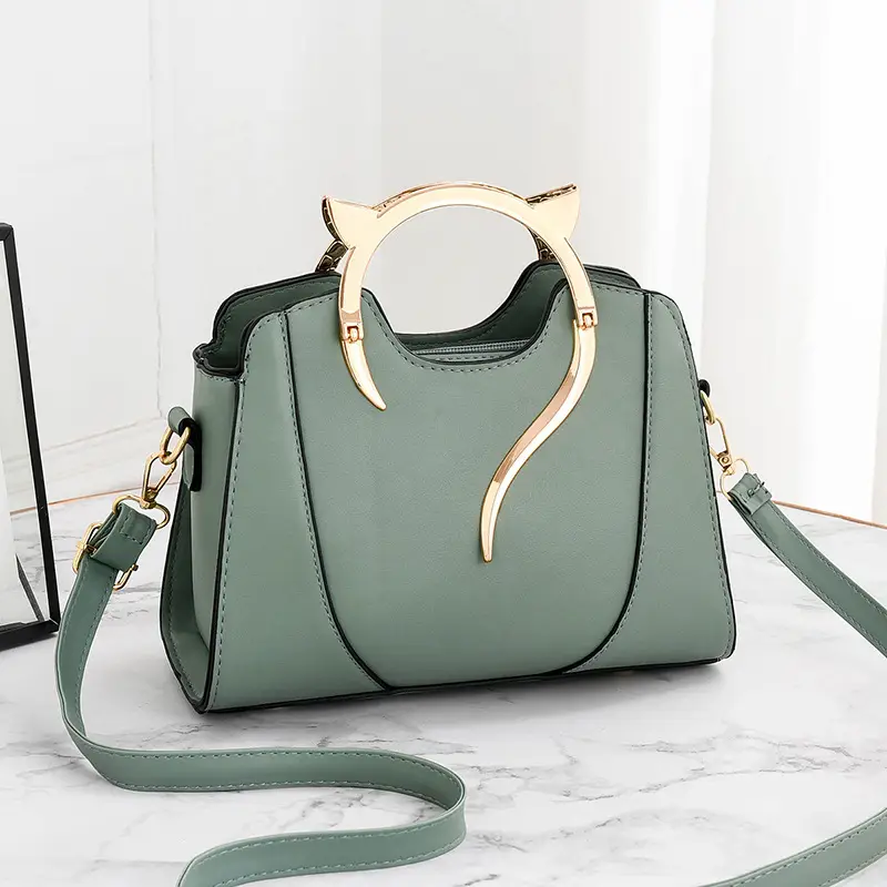 Green Gold Handle Ladies Handbag Large Capacity - Image 10