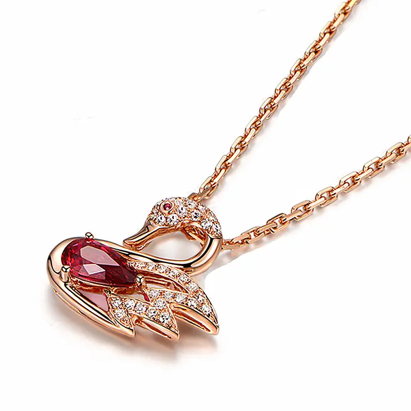 Red Swan Pendant with Zircon Clavicle Chain for Women - Image 4