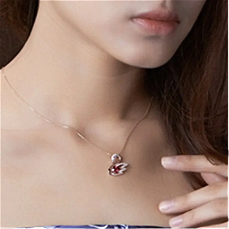 Red Swan Pendant with Zircon Clavicle Chain for Women - Image 5