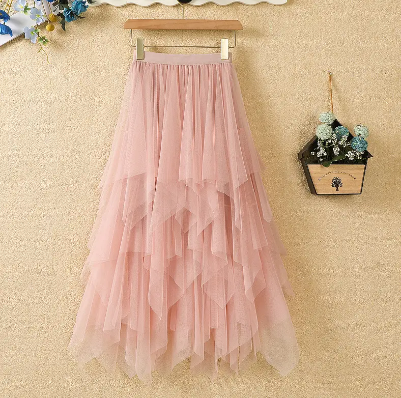 Joker Gradient Mesh Skirt Pink 2023 Summer - Image 52