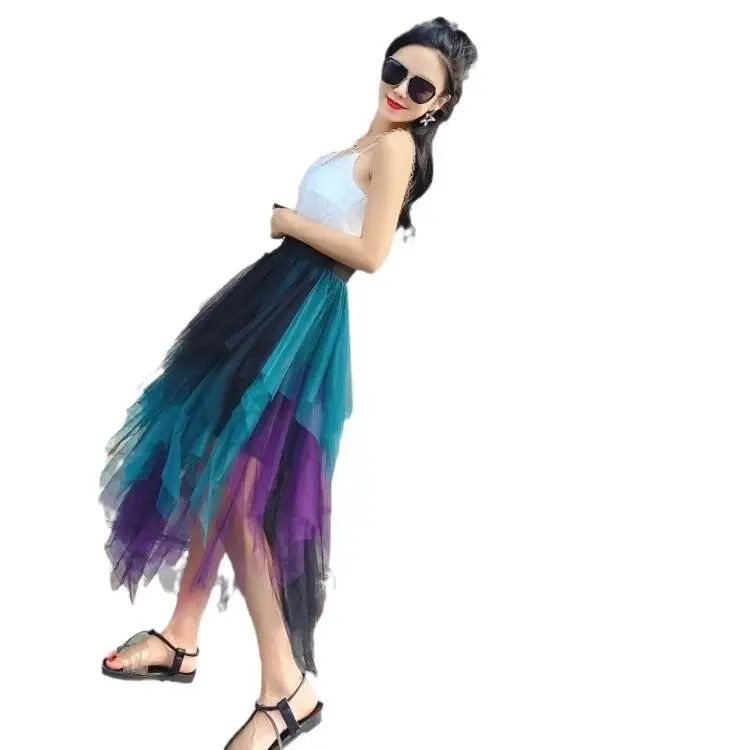 Joker Gradient Mesh Skirt Pink 2023 Summer - Image 55