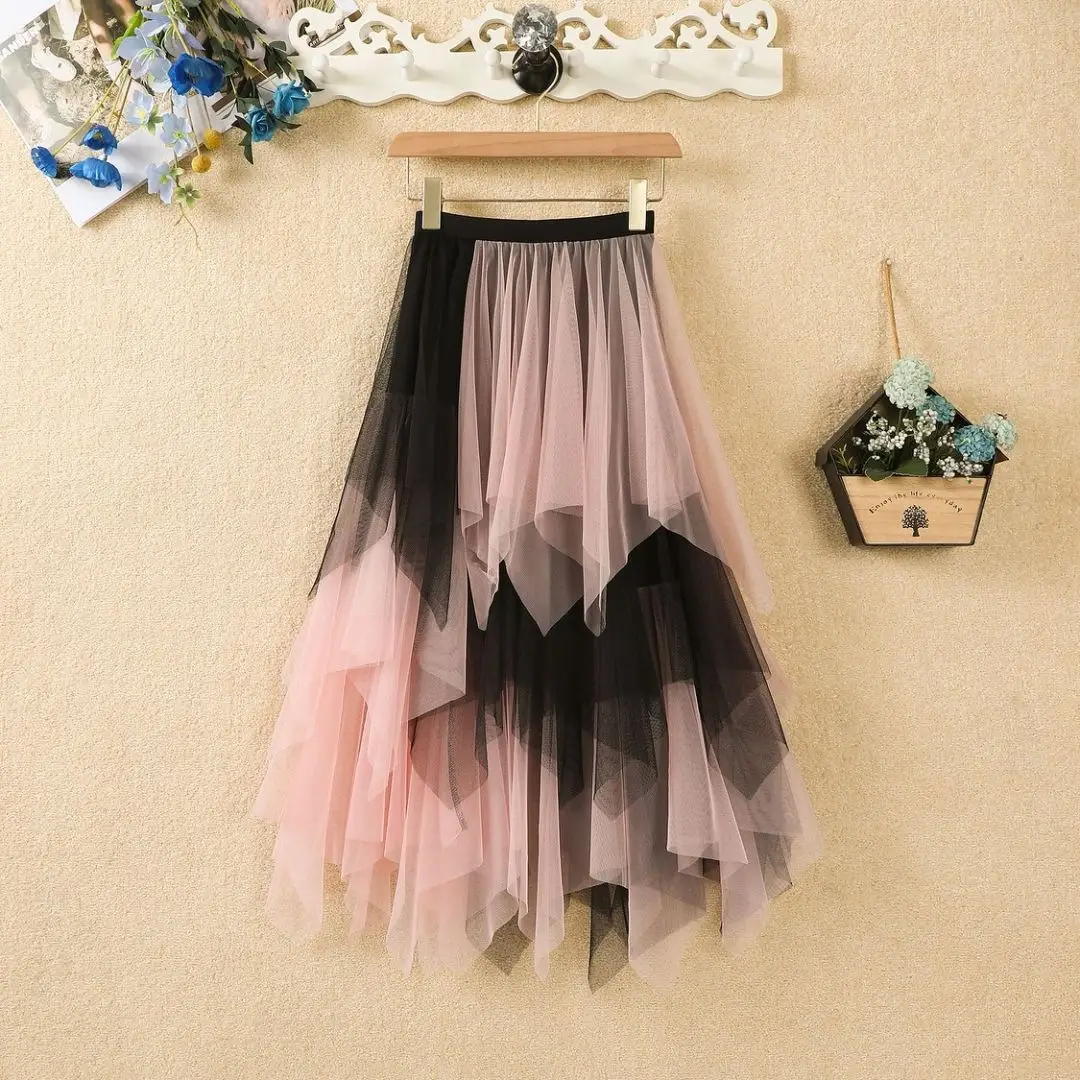 Joker Gradient Mesh Skirt Pink 2023 Summer - Image 13