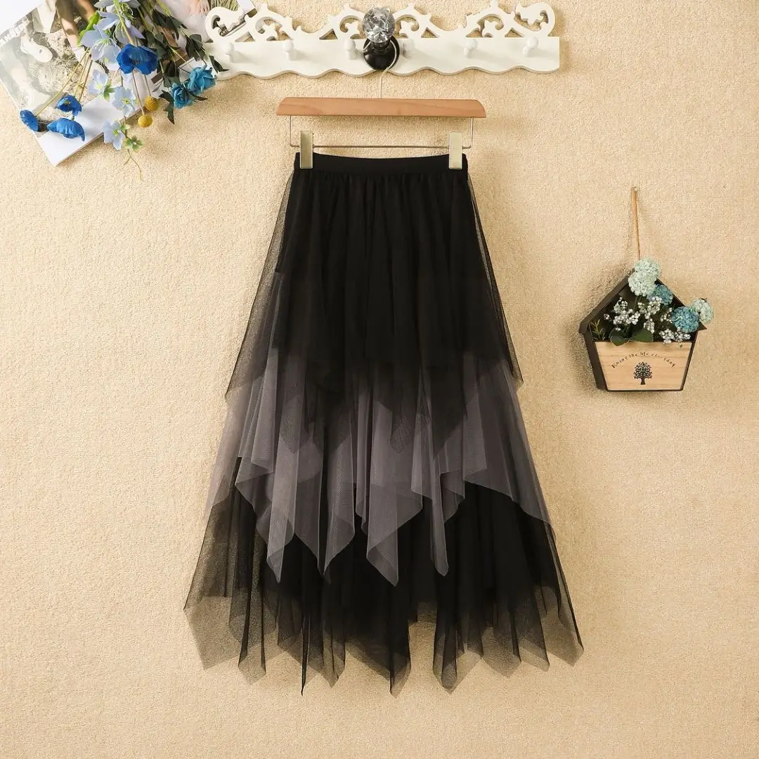 Joker Gradient Mesh Skirt Pink 2023 Summer - Image 22