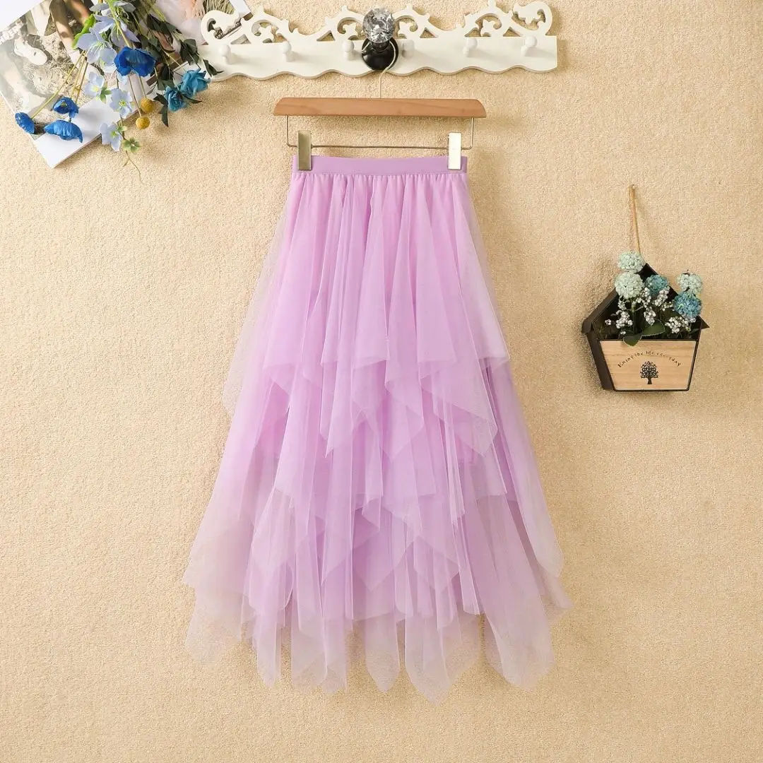 Joker Gradient Mesh Skirt Pink 2023 Summer - Image 24