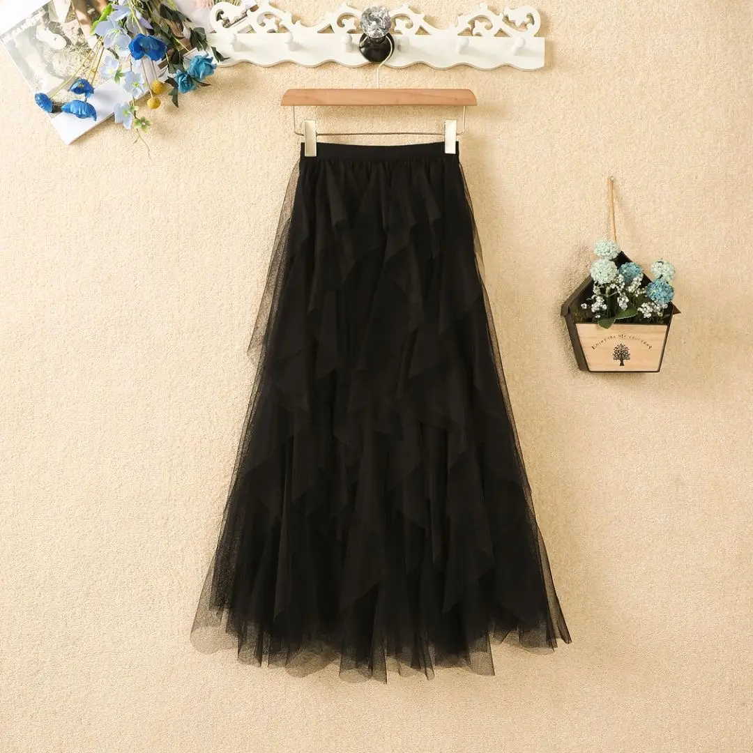Joker Gradient Mesh Skirt Pink 2023 Summer - Image 25