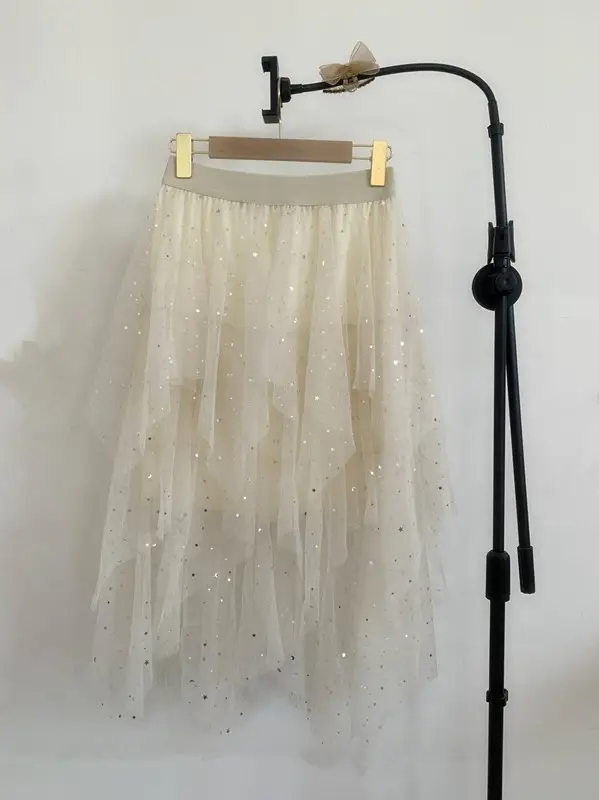 Joker Gradient Mesh Skirt Pink 2023 Summer - Image 39