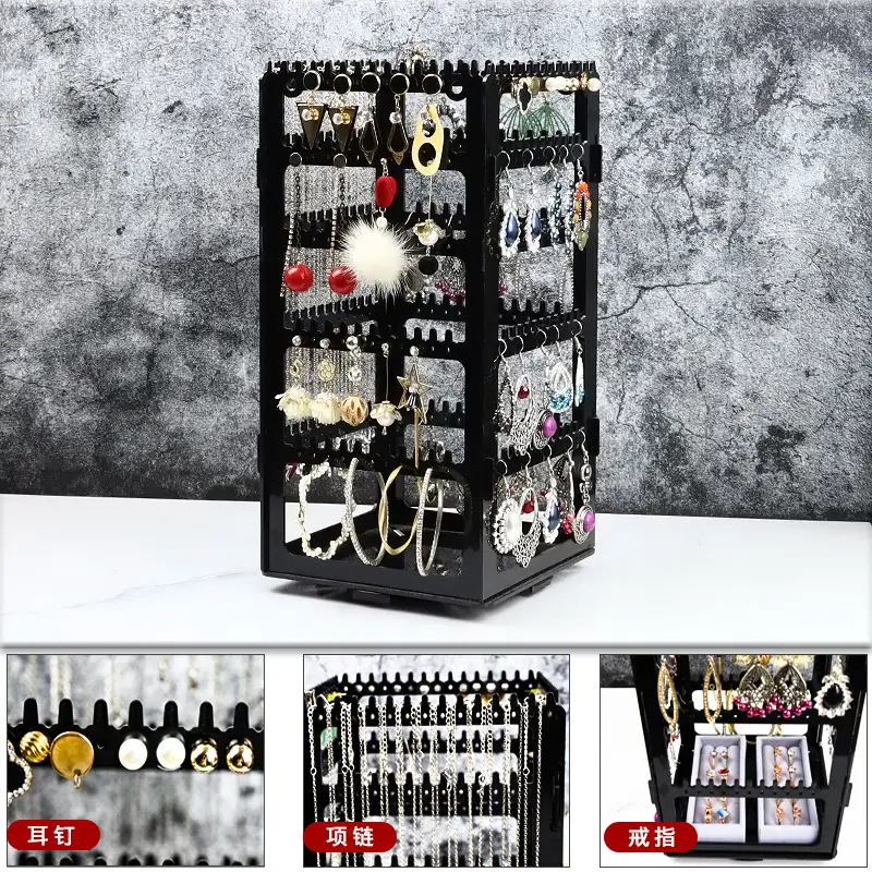 Multi-Layer Earrings & Necklaces Display Rack 30x15cm Black - Image 10