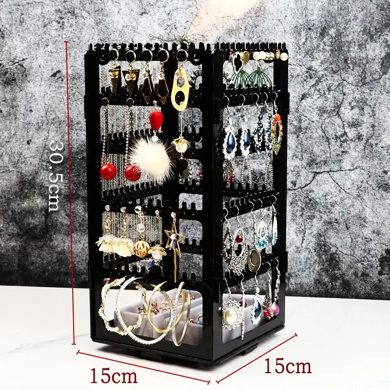 Multi-Layer Earrings & Necklaces Display Rack 30x15cm Black - Image 11