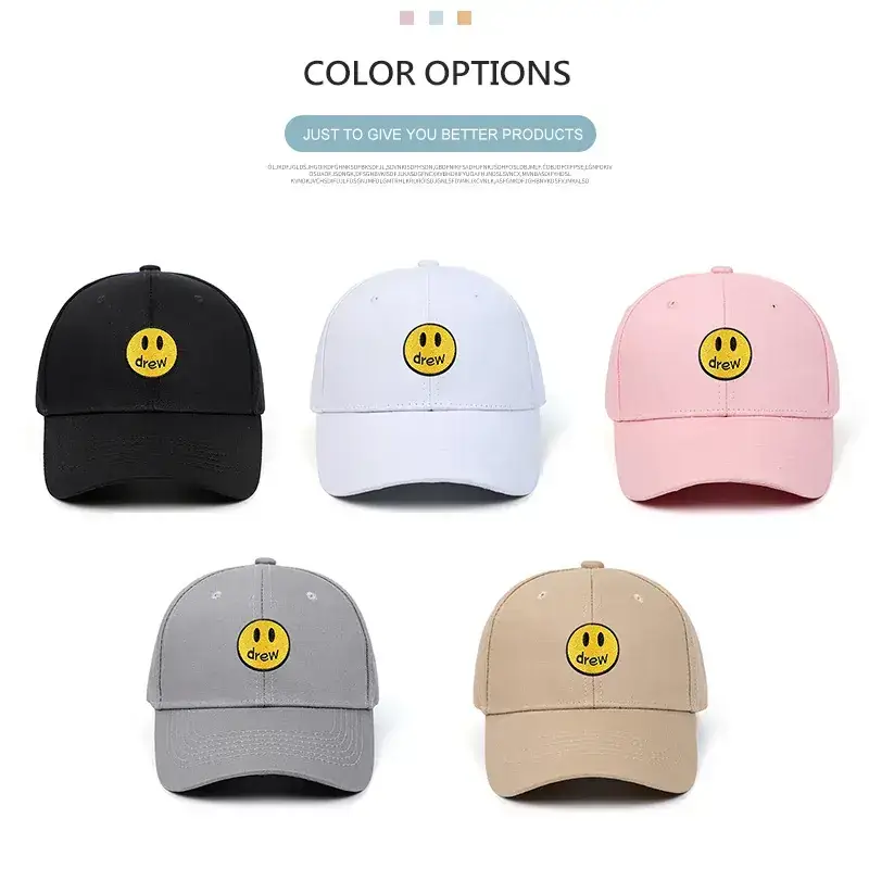 Women's Black Smiley Cotton Baseball Cap Large Bristle - Image 12