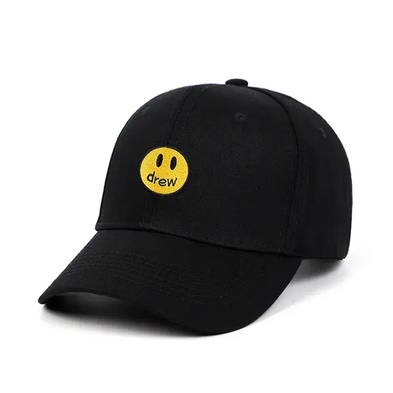Women's Black Smiley Cotton Baseball Cap Large Bristle - Image 14