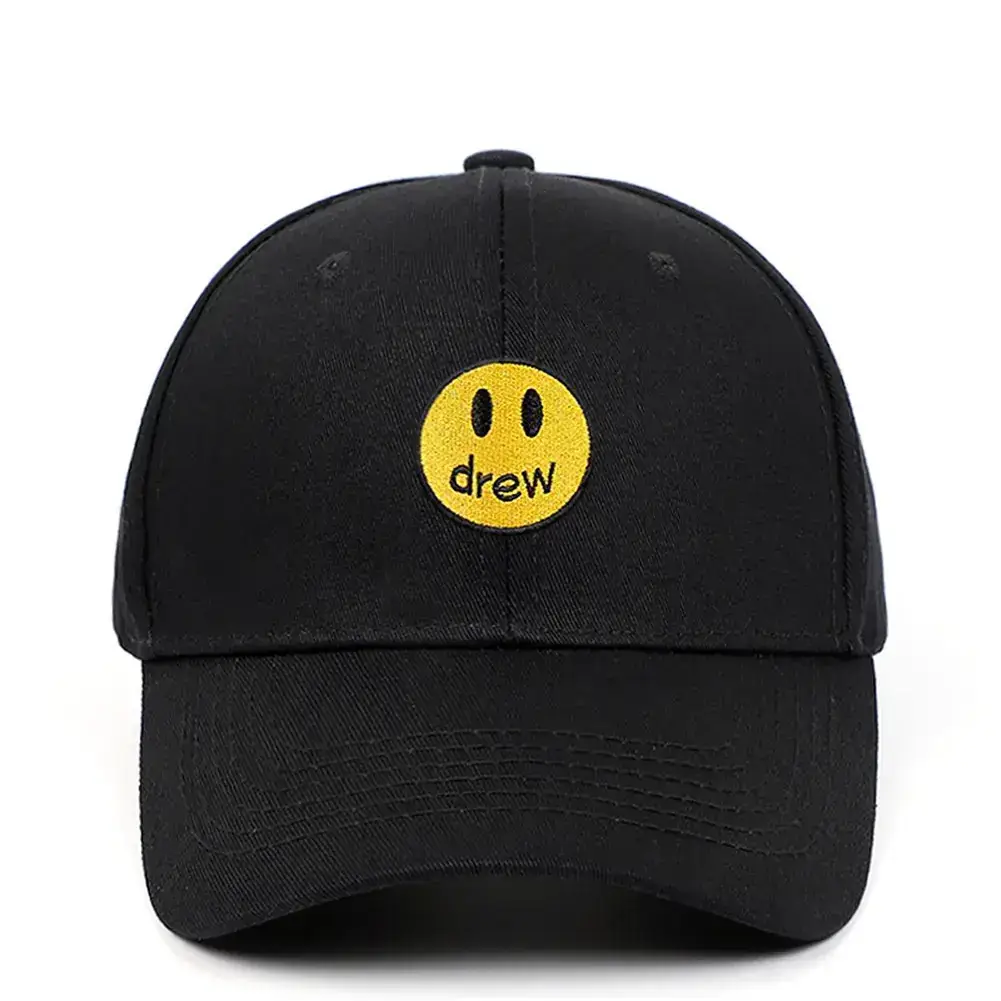 Women's Black Smiley Cotton Baseball Cap Large Bristle - Image 5