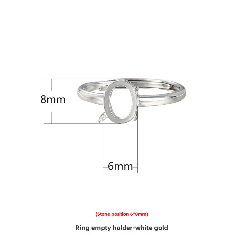 925 Sterling Silver Oval Ring Setting White Gold - Image 4