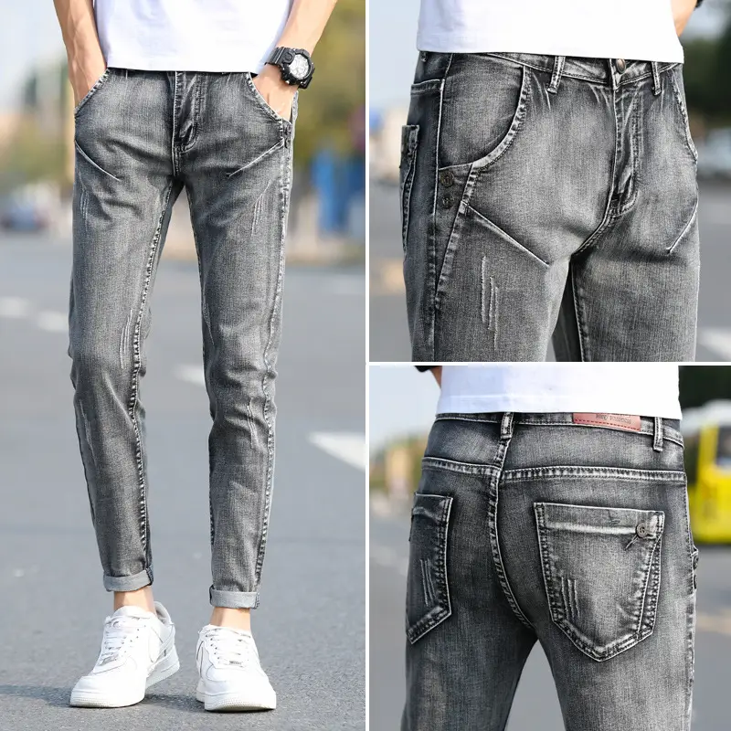 Men Slim Fit Skinny Jeans Winter Stretch Korean Style - Image 5