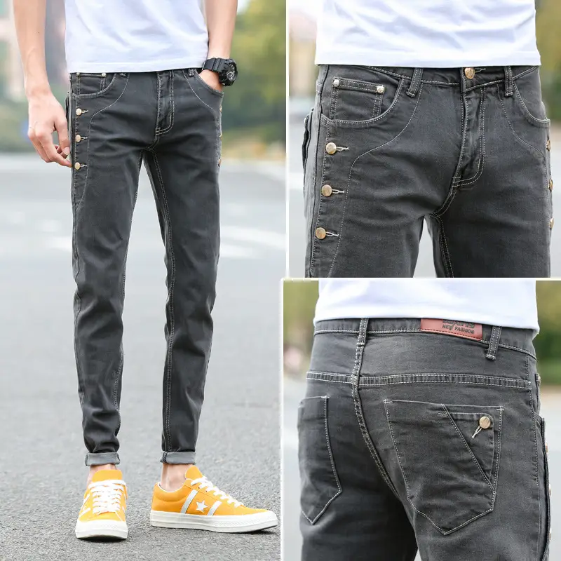 Men Slim Fit Skinny Jeans Winter Stretch Korean Style - Image 6
