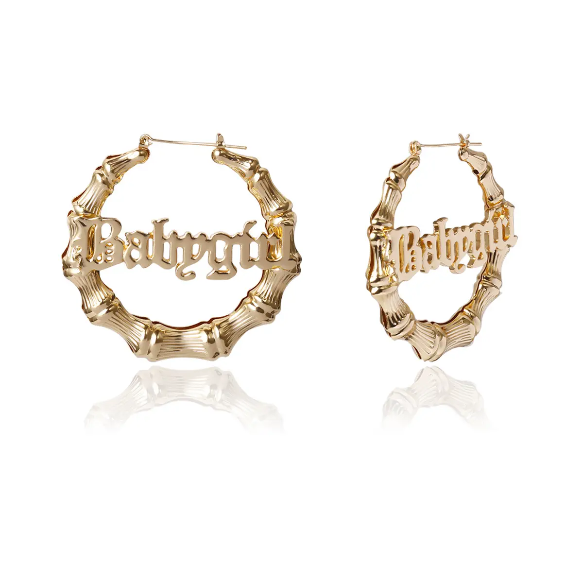 Punk Hollow Letter Earrings Gold Finish
