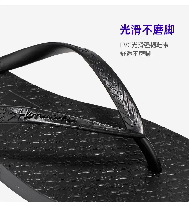 Hotmarzz Black Solid Color Flip-Flops Couple Style Beach Sandals Casual Slippers for Women Indoor Home Slippers — feature 10