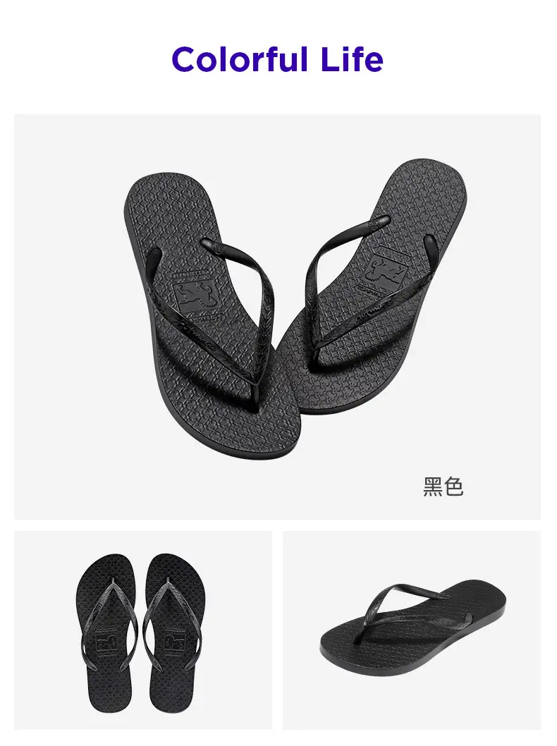 Hotmarzz Black Solid Color Flip-Flops Couple Style Beach Sandals Casual Slippers for Women Indoor Home Slippers — feature 12