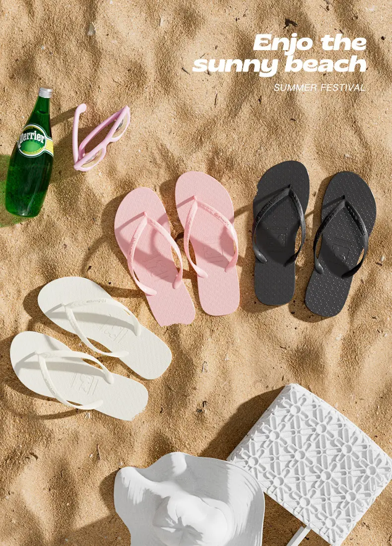 Hotmarzz Black Solid Color Flip-Flops Couple Style Beach Sandals Casual Slippers for Women Indoor Home Slippers — feature 2