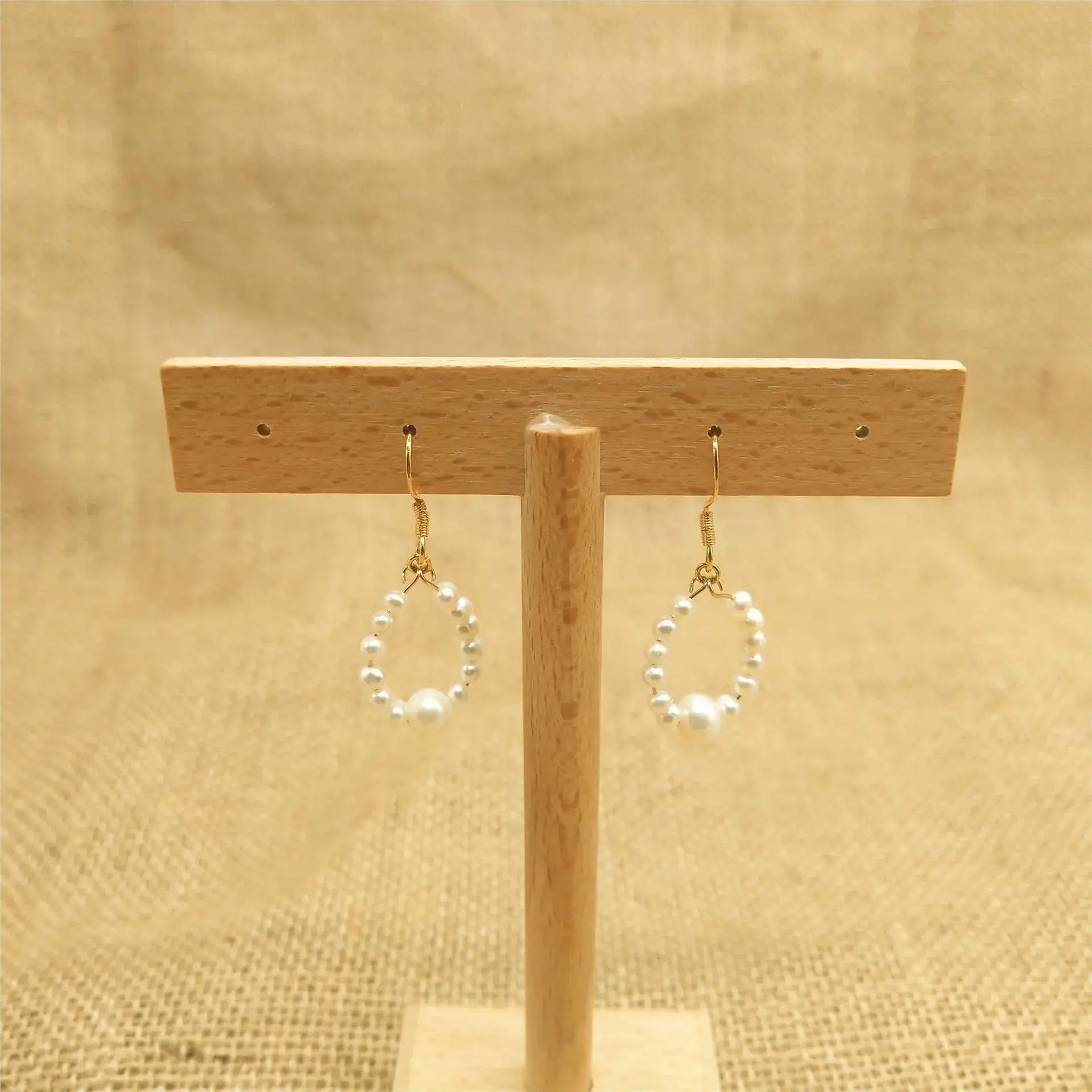 Elegant Pearl Circle Earrings Handmade Braided - Image 3