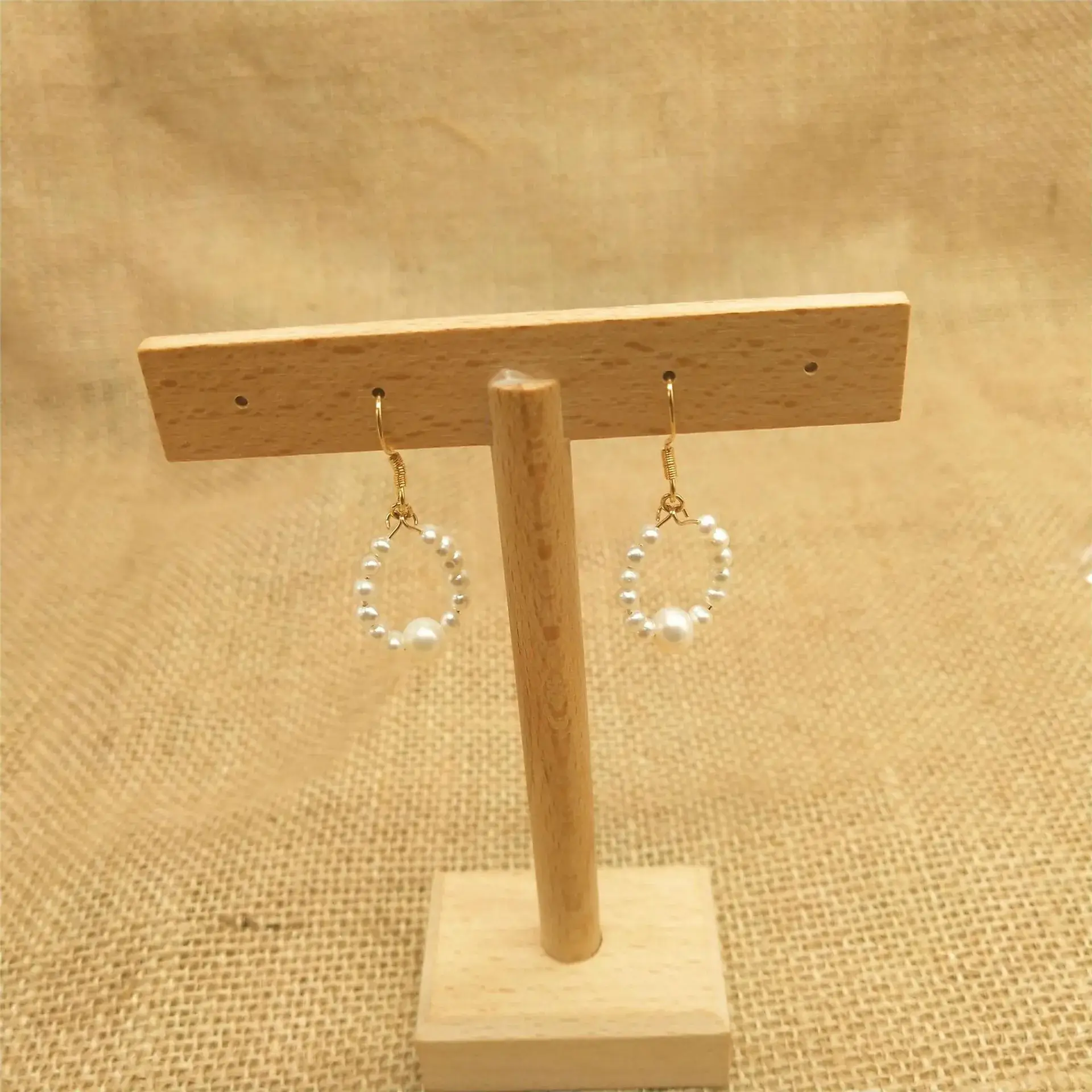 Elegant Pearl Circle Earrings Handmade Braided - Image 4