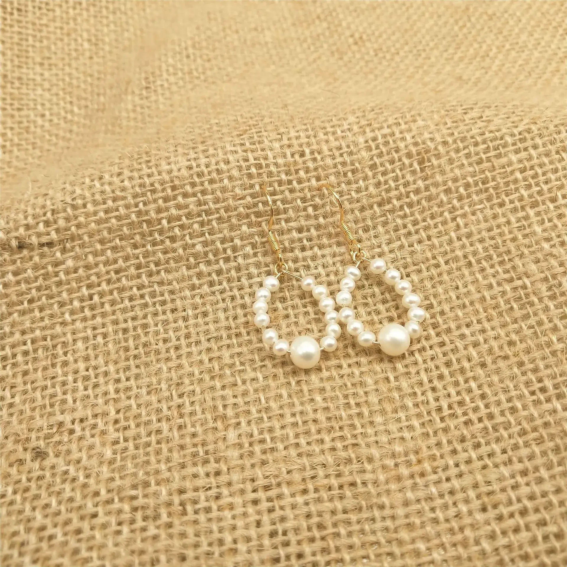Elegant Pearl Circle Earrings Handmade Braided - Image 5