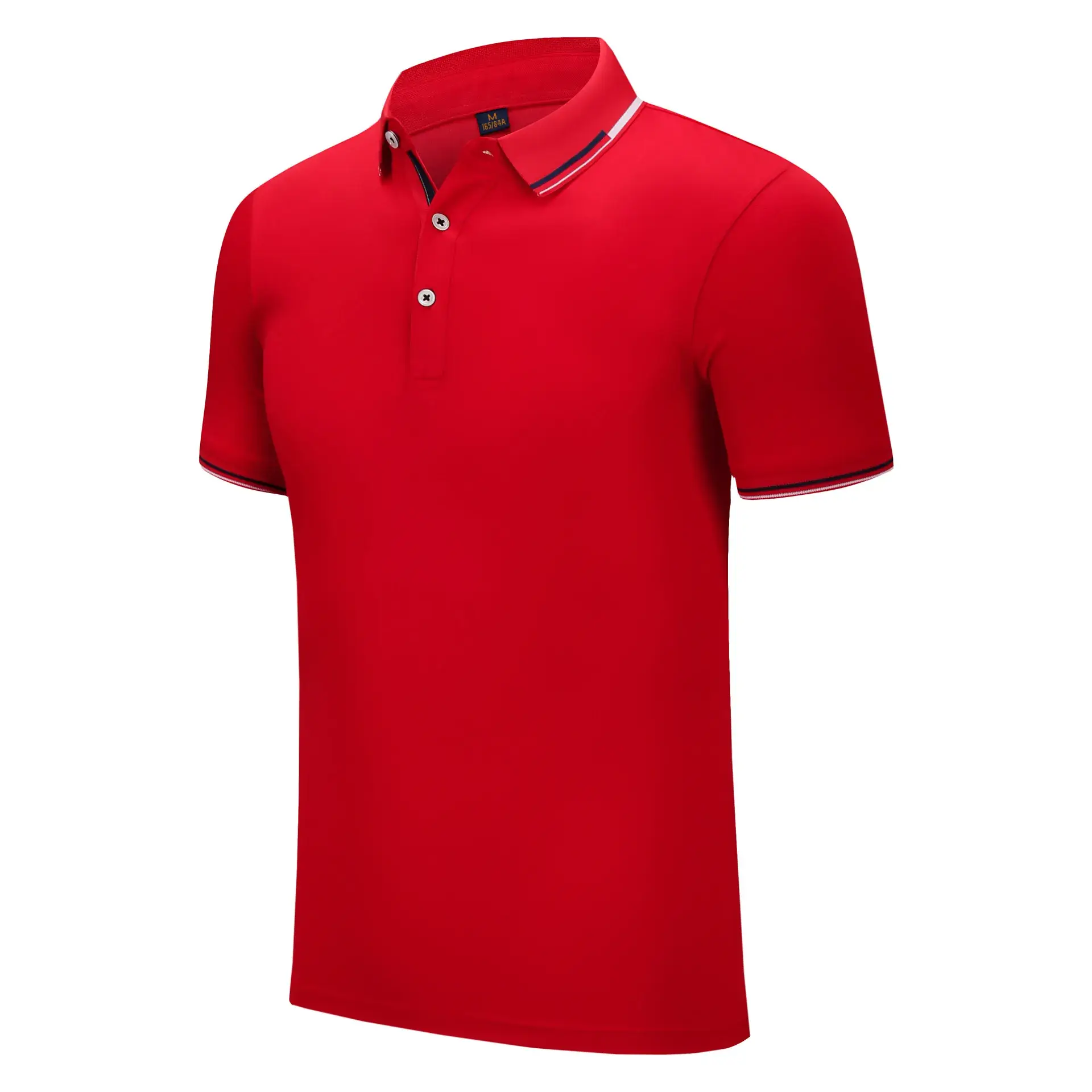 Red Polo Shirt with Logo Embroidery and Button Collar - Image 2
