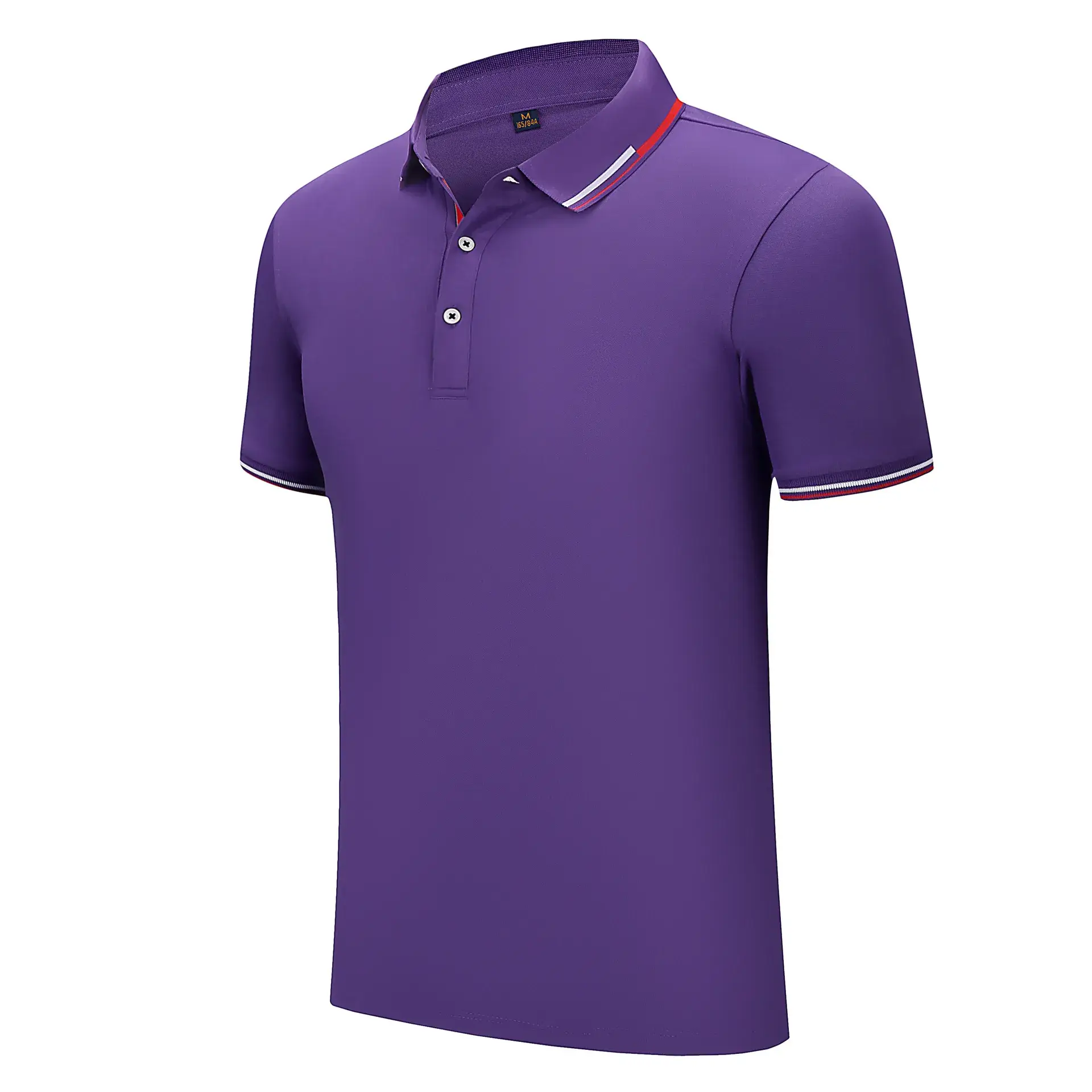 Red Polo Shirt with Logo Embroidery and Button Collar - Image 3