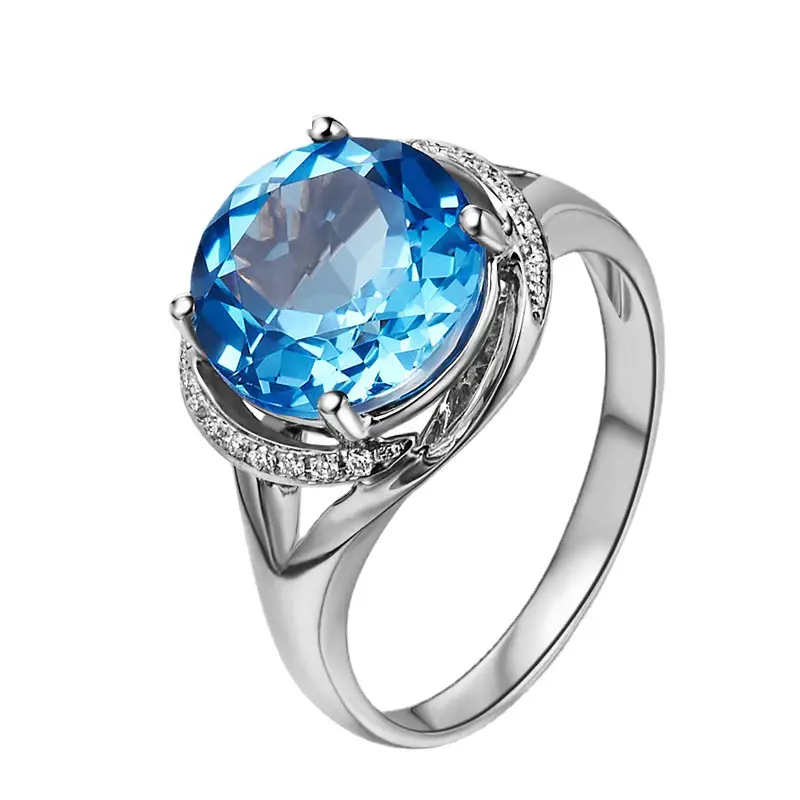Clara Swiss Blue Topaz Ring 18K Rose Gold Engagement