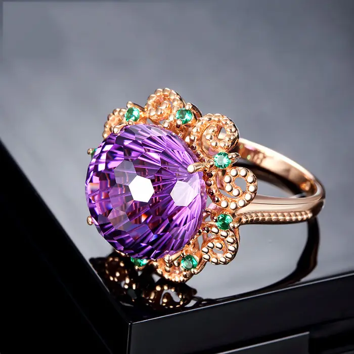 14K Rose Gold Amethyst Engagement Ring for Women