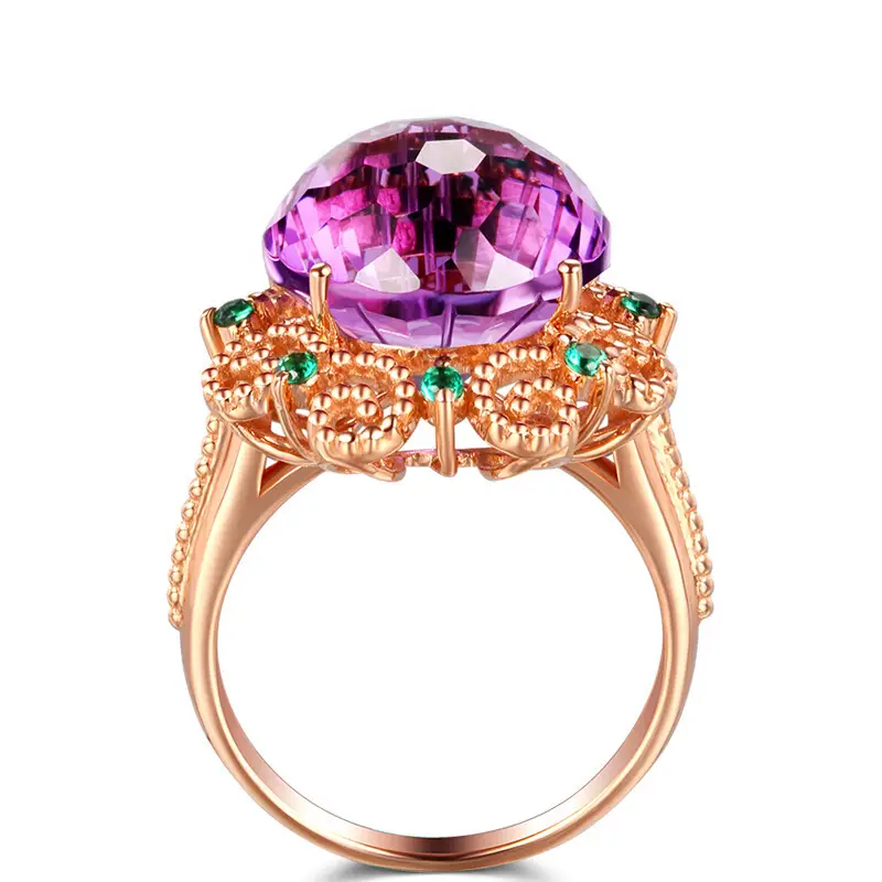 14K Rose Gold Amethyst Engagement Ring for Women