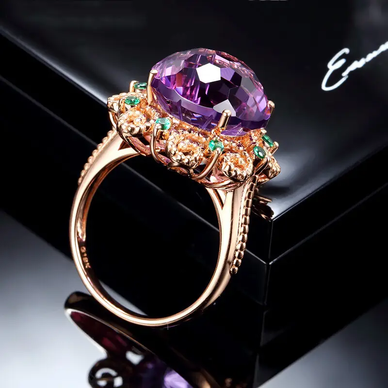 14K Rose Gold Amethyst Engagement Ring for Women