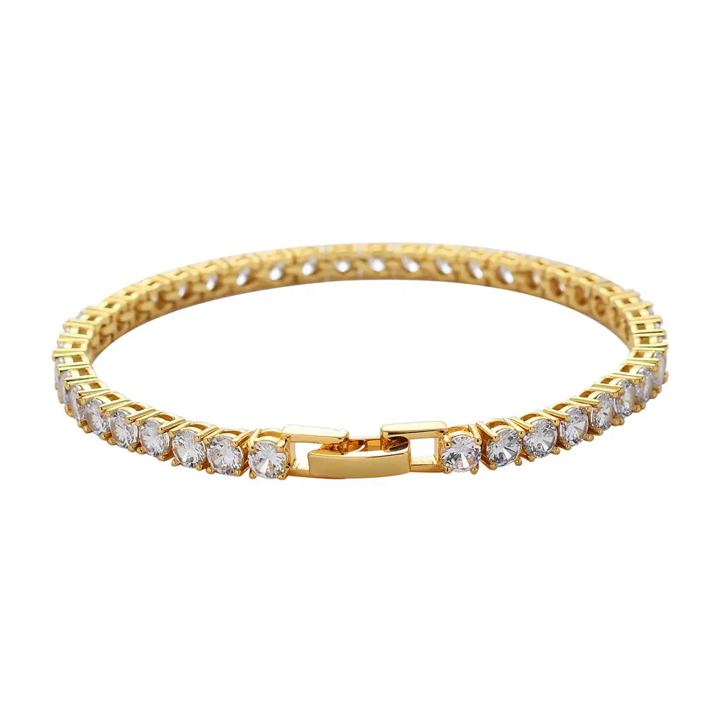 Copper Zircon Hip Hop Tennis Bracelet 3mm