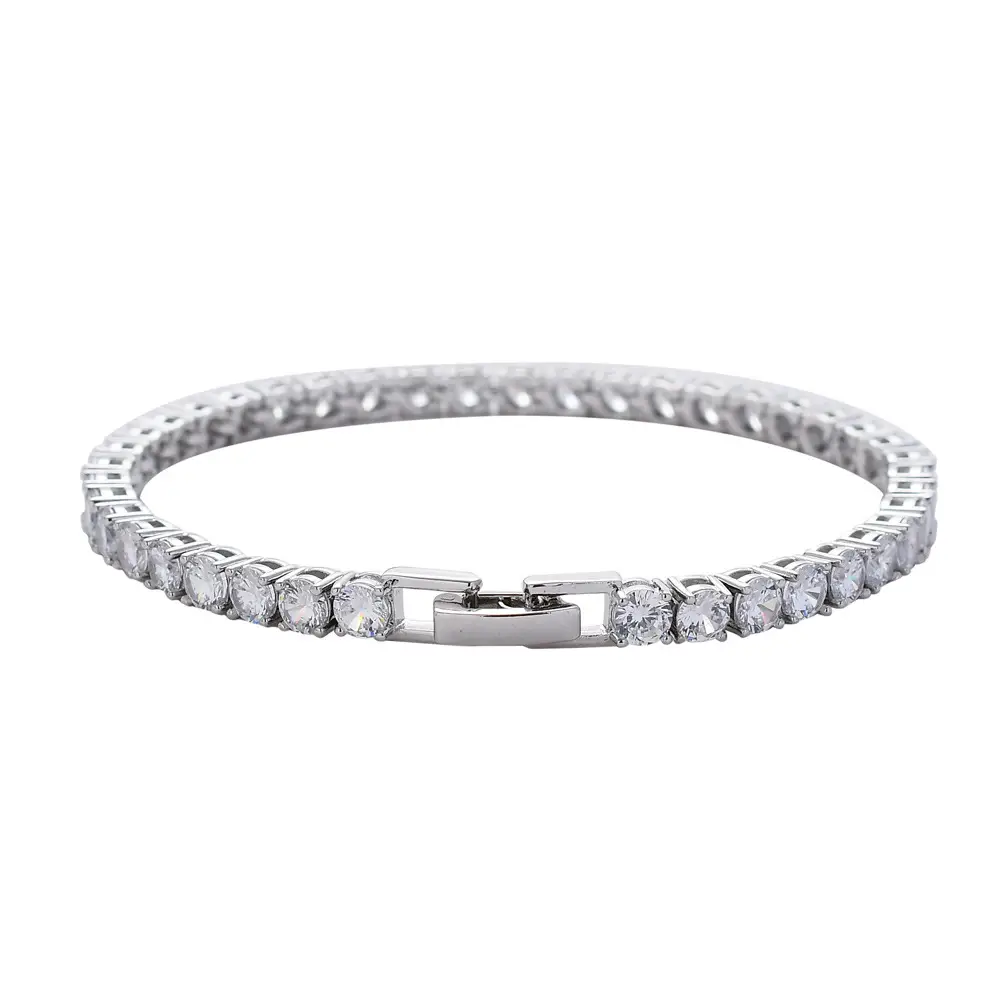Copper Zircon Hip Hop Tennis Bracelet 3mm