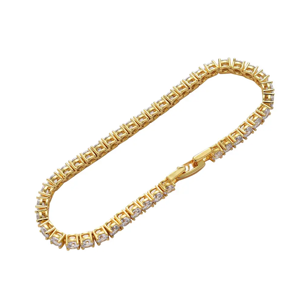 Copper Zircon Hip Hop Tennis Bracelet 3mm