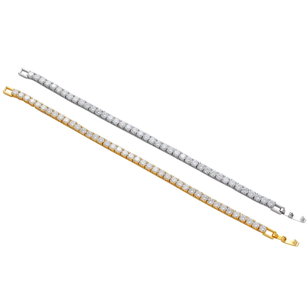 Copper Zircon Hip Hop Tennis Bracelet 3mm