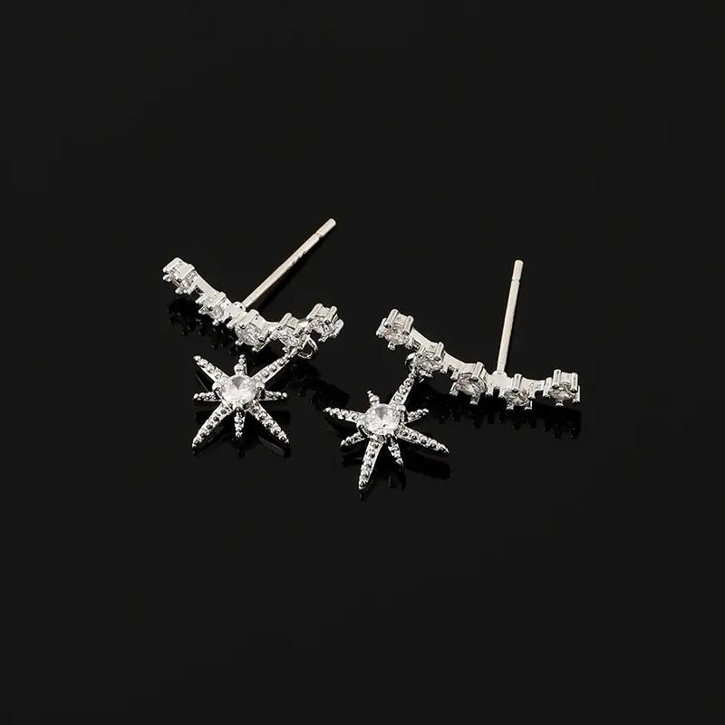 Women Star Mosquito Earrings Silver Needle Ear Clip - Image 6