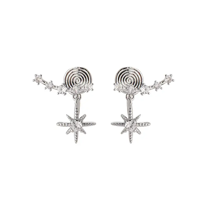 Women Star Mosquito Earrings Silver Needle Ear Clip - Image 9