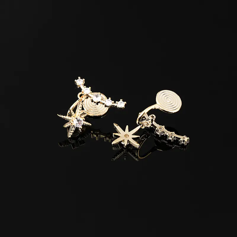 Women Star Mosquito Earrings Silver Needle Ear Clip - Image 2