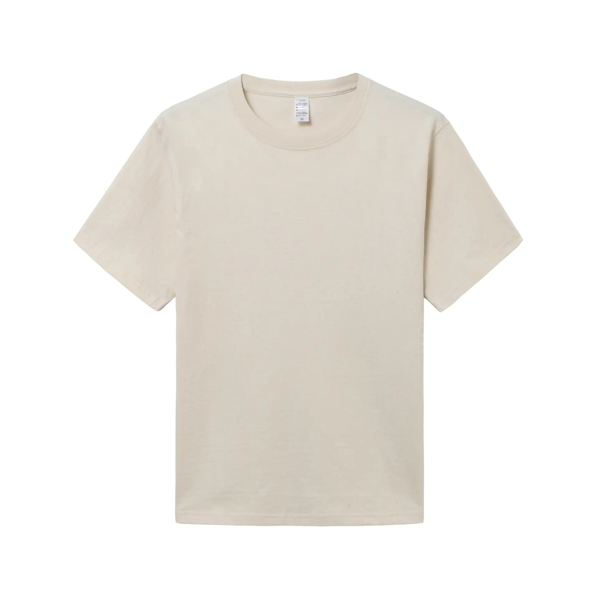 Men Cotton T-Shirt Beige Loose Fit 230g - Image 4