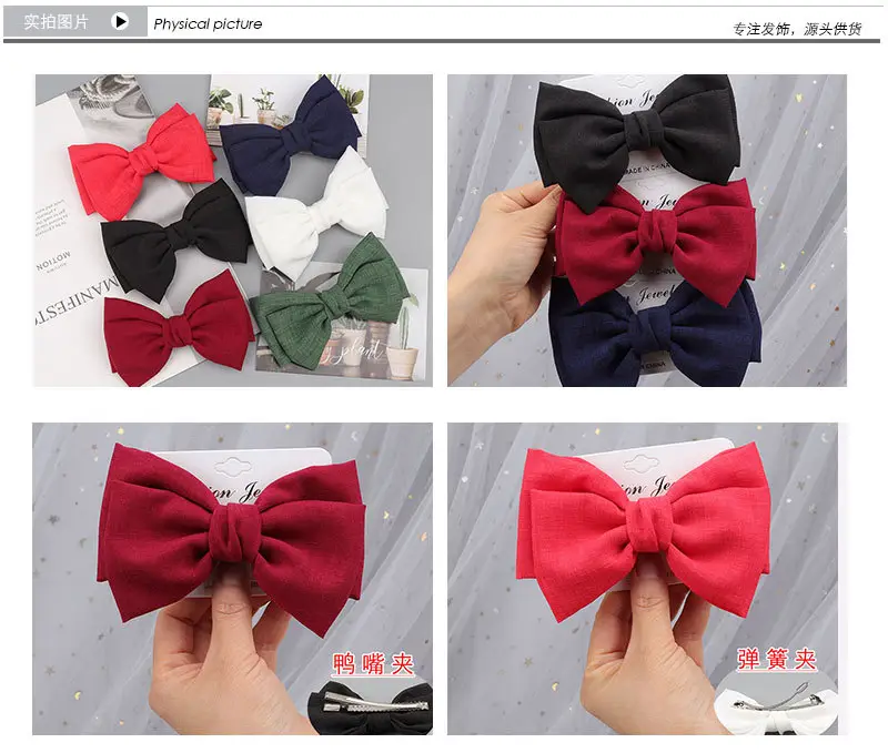 Japanese Korean Style Black Bow Hairpin with Spring Clip — feature 11