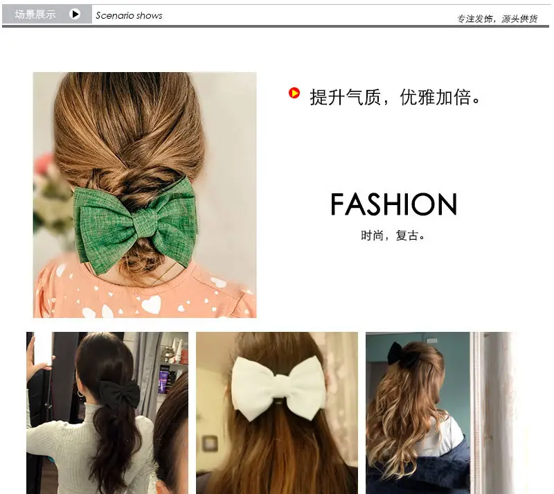 Japanese Korean Style Black Bow Hairpin with Spring Clip — feature 9