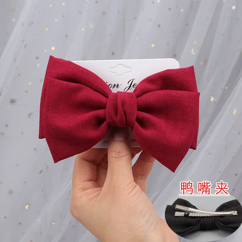 Japanese Korean Style Black Bow Hairpin with Spring Clip